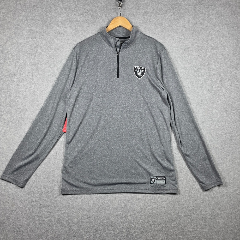 NFL Las Vegas Raiders 1/4 Zip Sweatshirt Mens Size Medium Gray Long sleeve NEW